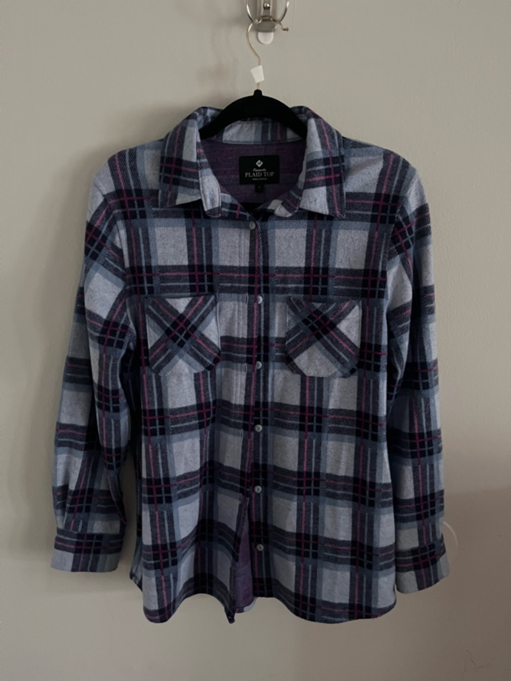 Members mark favorite plaid top blue flannel women’s size s